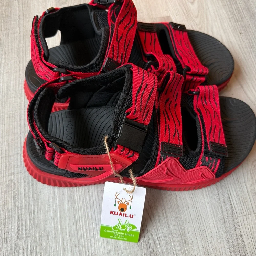 Men's Red and Black‎ Adjustable Sandals